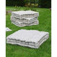 Dibor Set of 4 Giant Grey Striped Indoor Outdoor Chair Seat Pad Garden Furniture Cushions L50cm x W50cm in Green | Size: 50 cm x 50 cm