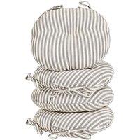 Dibor Set of 4 Grey Striped Round Summer Outdoor Garden Chair Seat Pad Cushions Dia 40cm | Size: 40 cm x 40 cm