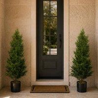 Leaf 120cm Pair of Artificial Cypress Topiary Premium in Green