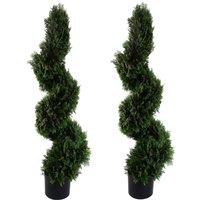 Leaf 120cm Pair of Spiral Cedar Tree Artificial Topiary Premium in Green