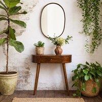 Wyld Haus Bellagio Chestnut Mango Wood Oval Console Table with Drawer in Brown