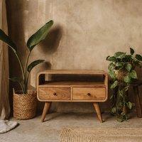 Wyld Haus Peschiera Mini Curved Oak Mango Wood TV Media Unit in Brown