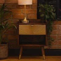 Wyld Haus Merano Gold Drawer Bedside Table Chestnut with Brass Accents in Brown