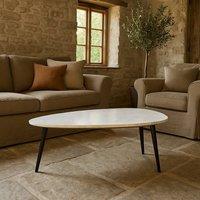 Wyld Haus Alabama White Marble Coffee Table with Black Metal Legs
