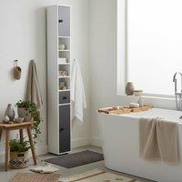Wyld Haus Fidire Tall Slim White Grey Bathroom Cabinet Shelves Drawer