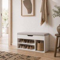 Wyld Haus Zima White Shoe Storage Bench Compartment Light Grey Padded Seat