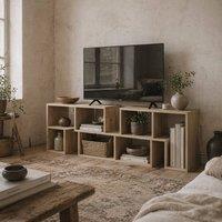 Wyld Haus Tota 3 Block Modular TV Stand 134 - 180cm Grey Oak Wood Effect in Natural