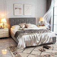 Comfy Living Ltd Grey Fabric Diamante Ottoman Bed Frame | Size: Double