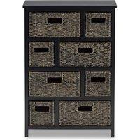 Statement Furniture Tetbury 8 Drawer Storage Unit- Black with Blackwash Seagrass Baskets