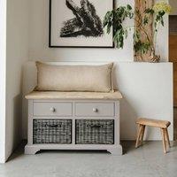 Statement Furniture Florence Storage Bench with 2 Drawers & 2 Baskets in Light Grey