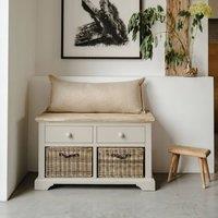 Statement Furniture Florence Storage Bench with 2 Drawers & 2 Baskets in Taupe