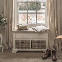 Statement Furniture Florence Storage Bench with 2 Drawers & 2 Baskets in White