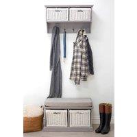 Statement Furniture Tetbury 2 White Wicker Basket & Grey Cushion Hallway Set in Light Grey