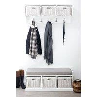 Statement Furniture Tetbury 3 White Wicker Basket & Grey Cushion Hallway Set