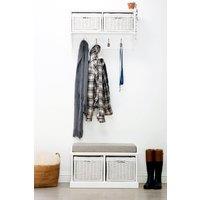 Statement Furniture Tetbury 2 White Wicker Basket & Grey Cushion Hallway Set