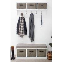 Statement Furniture Tetbury 3 Grey Faux Rattan Basket & Grey Cushion Hallway Set in White