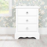 Statement Furniture Romance 3 Drawer French Style Bedside Table with Crystal Handles in Cool White