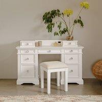 Statement Furniture Gainsborough Dressing Table with Extension Drawers & Crystal Handles in White