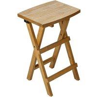 Statement Furniture Shire Oak Folding Stool, 64cm Tall Bar Stool in Light Brown