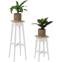 Statement Furniture Florence Set of Tall & Short Indoor Plant Stands (80cm & 50cm) in White