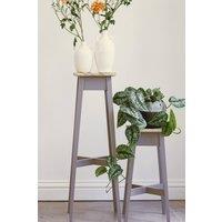 Statement Furniture Florence Set of Tall & Short Indoor Plant Stands (80cm & 50cm) in Light Grey