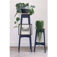 Statement Furniture Florence Set of Tall & Short Indoor Plant Stands (80cm & 50cm) in Navy