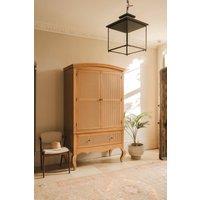 Statement Furniture Louis Large French Double Wardrobe with Rattan Cane Doors & Drawer in Brown