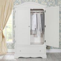 Statement Furniture Romance Double Wardrobe With Drawer & Crystal Handles in Light Grey