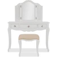 Statement Furniture Juliette Dressing Table Set with Crystal Handles (with Stool & Mirror) in White
