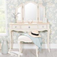 Statement Furniture Juliette Dressing Table Set with Crystal Handles (with Stool & Mirror) in Ivory