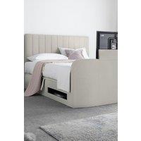 Time4sleep Onelife Natural Velvet Upholstered TV Ottoman - Bed Frame in Beige | Size: King