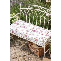 Dibor Vintage Style Pink Floral Reversible Outdoor Furniture Garden Bench Seat Pad L105cm x W42cm in Red | Size: Large