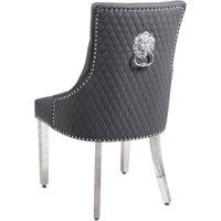 HOME LUXE INTERIOR Set Of 2 Majestic Hudson Grey Leather Dining Chairs | Size: 1 Seater
