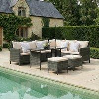Home Garden Direct Thalia Corner Sofa Set - Glass Top- Beige