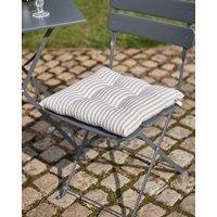 Dibor Set of 4 Grey Stripe Outdoor Garden Furniture Seat Pads with Ties L40cm x W40cm | Size: 40 cm x 40 cm