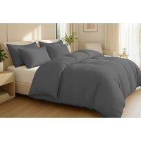 Pamposh Egyptian Cotton Duvet Cover Set 400TC Reversible Bedding Sets in Charcoal | Size: Single