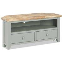 Statement Furniture Florence Corner TV Unit With 2 Drawers & Shelf in Light Green