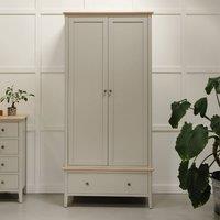 Statement Furniture Pembroke Double Wardrobe with Oak Top in Stone
