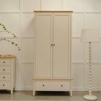 Statement Furniture Pembroke Double Wardrobe with Oak Top in Cream