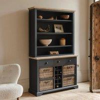 Statement Furniture Florence Display Cabinet With Shelves, Wine Rack & Storage Baskets in Navy