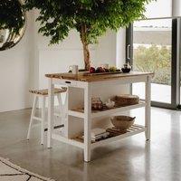 Statement Furniture Florence Breakfast Bar Kitchen Island with Shelves in White