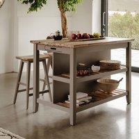 Statement Furniture Florence Breakfast Bar Kitchen Island with Shelves in Light Grey