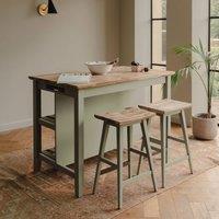 Statement Furniture Florence Breakfast Bar Kitchen Island with Shelves in Light Green