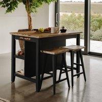 Statement Furniture Florence Breakfast Bar Kitchen Island with Shelves in Navy