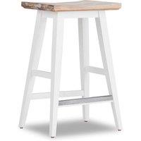 Statement Furniture Florence Bar Stool, Acacia Hardwood Rectangular Seat in White
