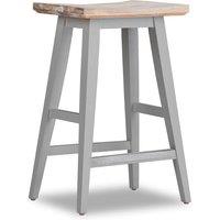 Statement Furniture Florence Bar Stool, Acacia Hardwood Rectangular Seat in Light Grey