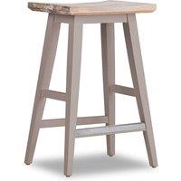 Statement Furniture Florence Bar Stool, Acacia Hardwood Rectangular Seat in Taupe