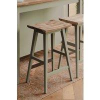 Statement Furniture Florence Bar Stool, Acacia Hardwood Rectangular Seat in Light Green