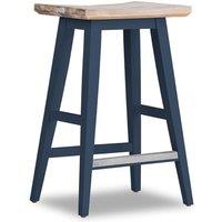 Statement Furniture Florence Bar Stool, Acacia Hardwood Rectangular Seat in Navy