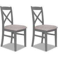 Statement Furniture Florence Crossback Upholstered Seat Chairs Set of 2 in Light Grey